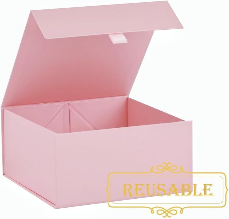 PLINJOY 5 Pcs Pink Gift Box 8x8x4 Inches Small Gift Boxes for Presents with Magnetic Closure Lid Luxury Collapsible Gift Box Bridesmaid, Wedding, Birthday Boxs for Gift Packaging - Image 2